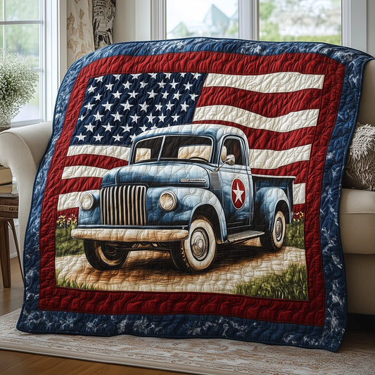 Patriotic America Truck Quilted Blanket GFTONL2782