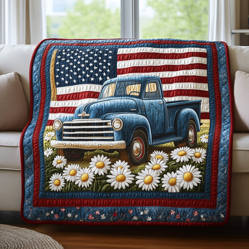Patriotic America Truck Quilted Blanket GFTONL2785