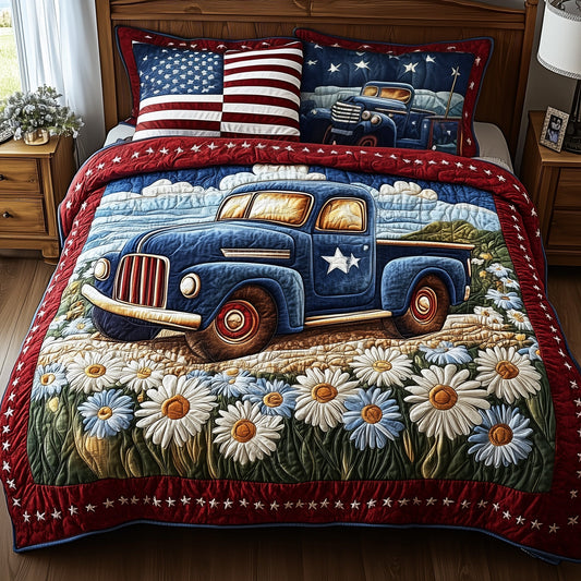 Patriotic America Truck 3-Piece Quilted Bedding Set GFTONL2790