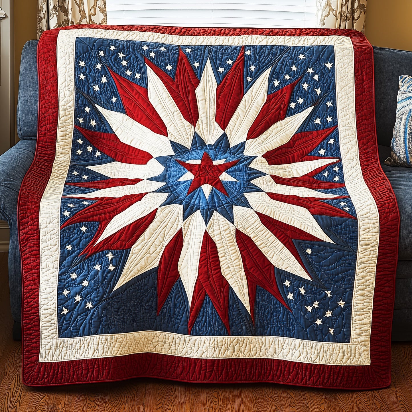 Patriotic Mandala Flower Quilted Blanket GFTONL2803