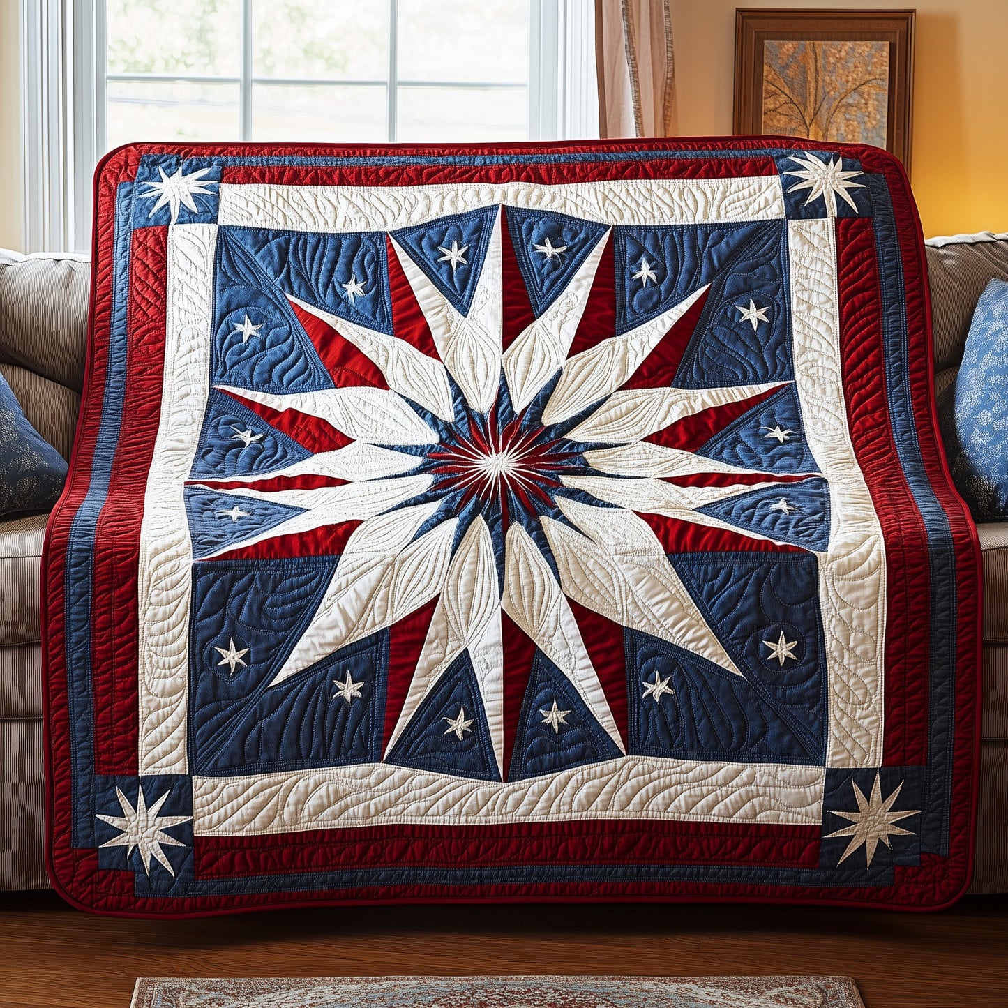 Patriotic Mandala Flower Quilted Blanket GFTONL2805