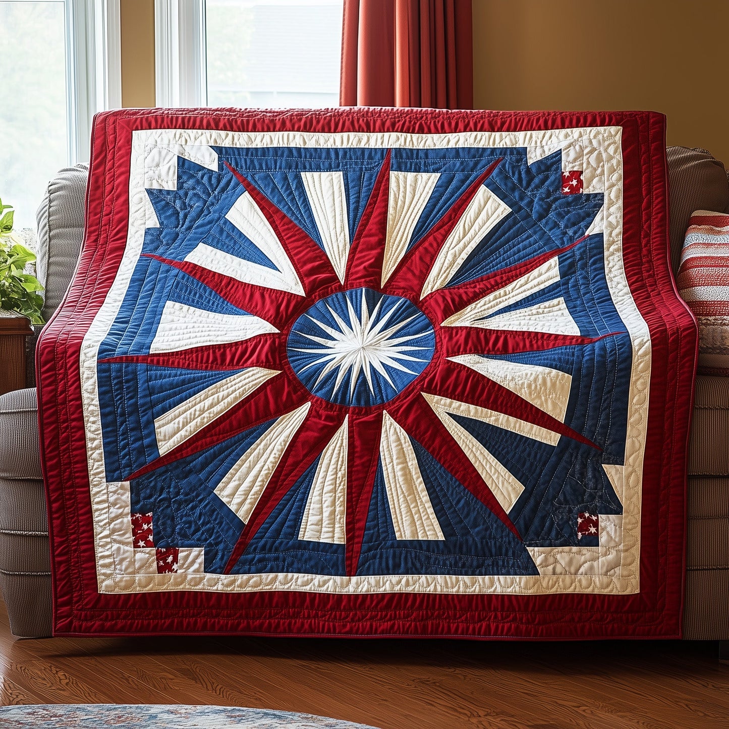 Patriotic Mandala Flower Quilted Blanket GFTONL2809