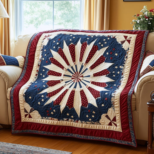 Patriotic Mandala Flower Quilted Blanket GFTONL2814
