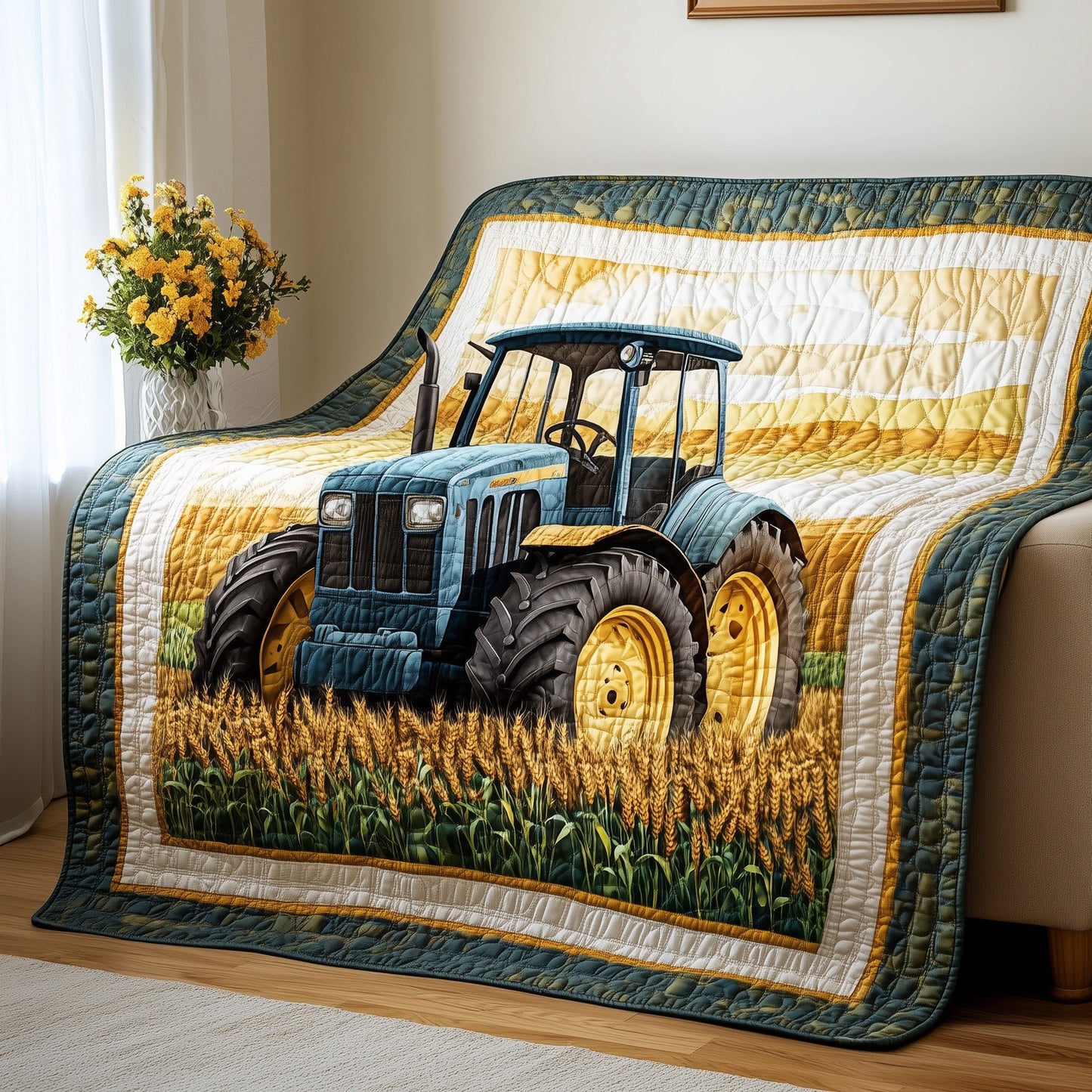 Harvest Trail Tractor Quilted Blanket GFTONL2825