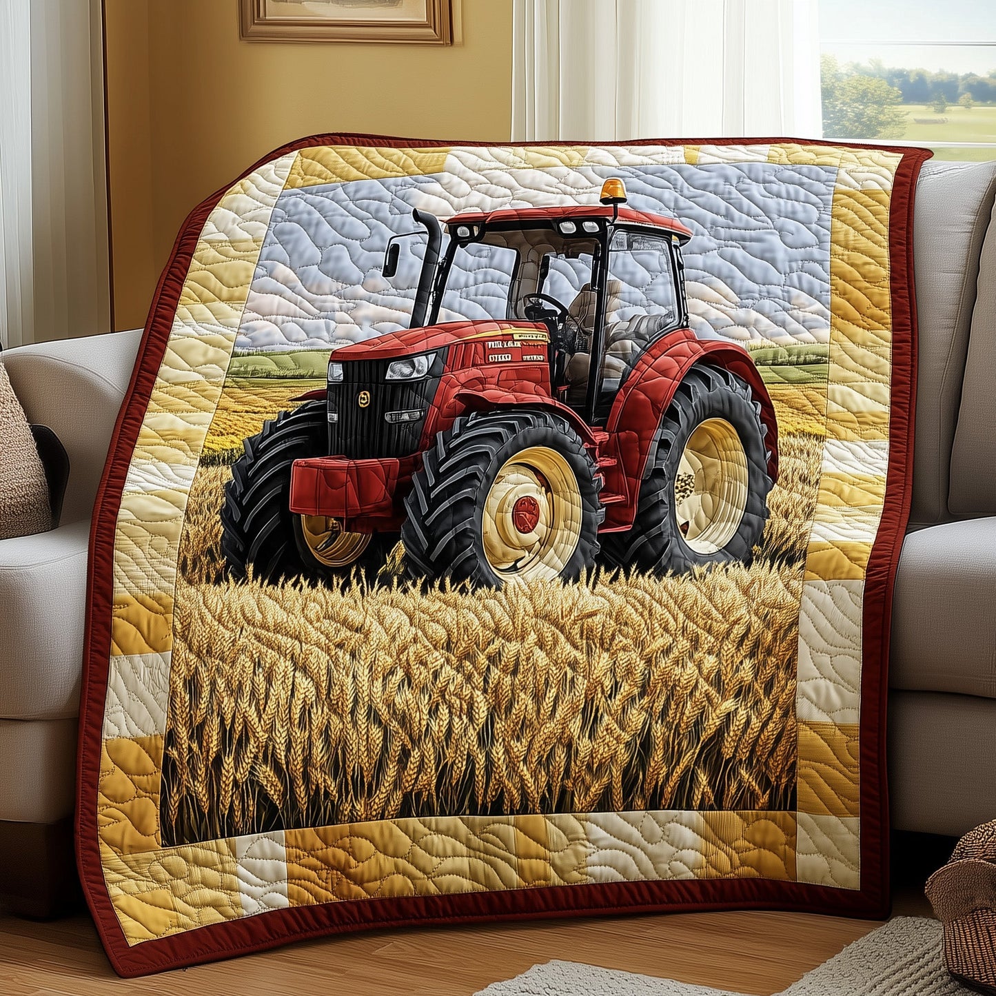 Red Tractor Quilted Blanket GFTONL2834