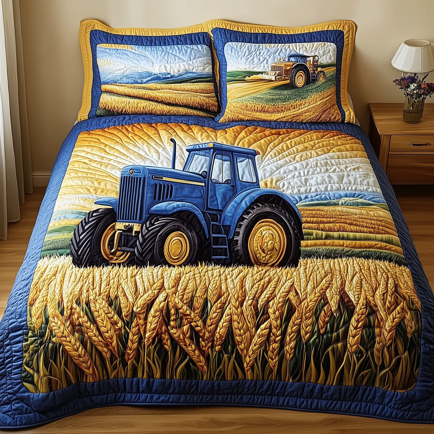 Amber Fields Tractor 3-Piece Quilted Bedding Set GFTONL2844