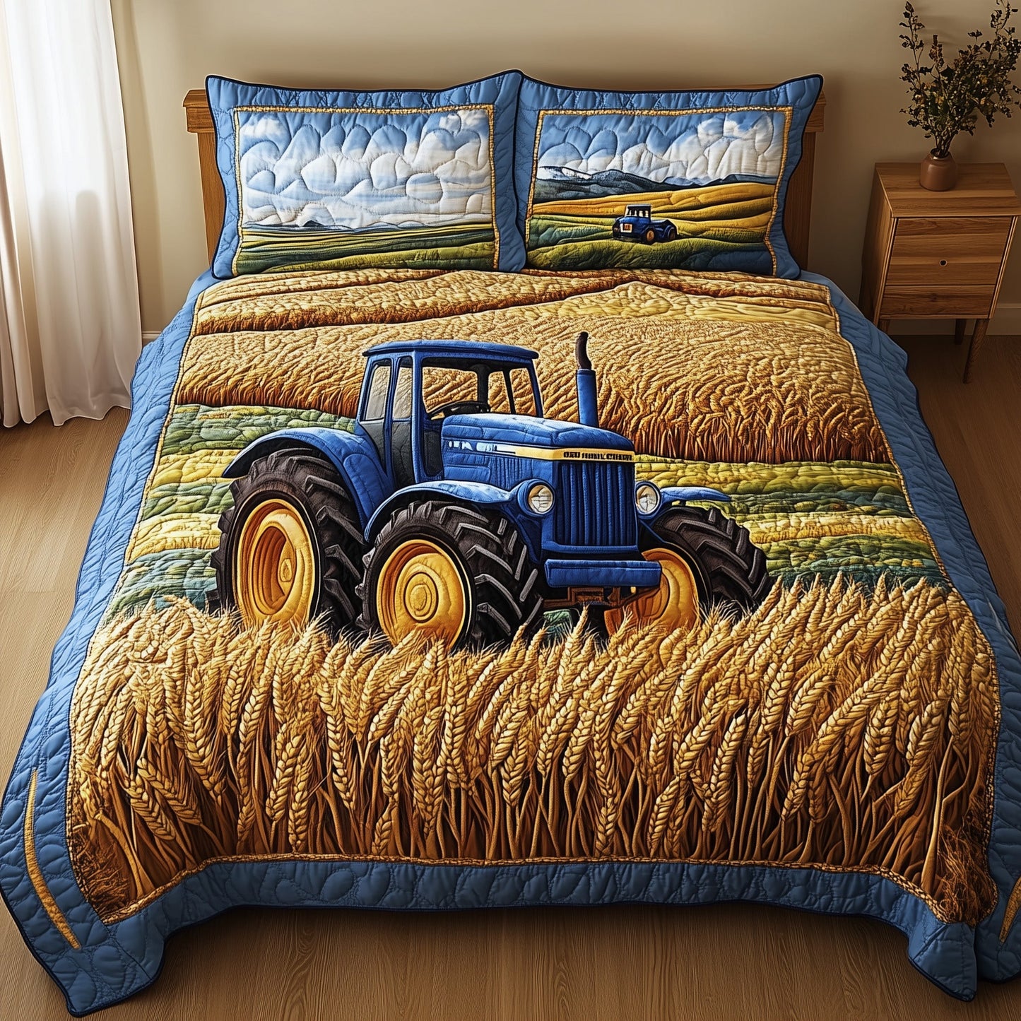 Amber Fields Tractor 3-Piece Quilted Bedding Set GFTONL2845