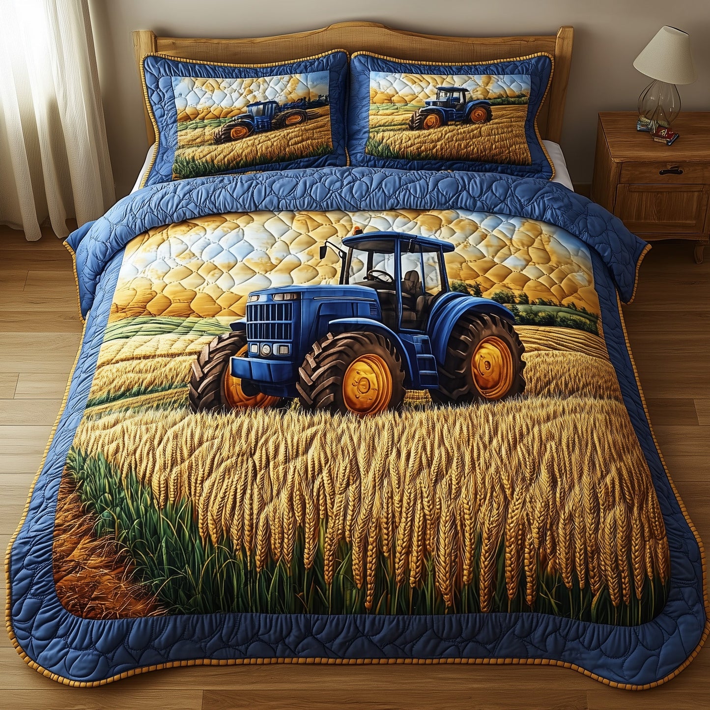 Amber Fields Tractor 3-Piece Quilted Bedding Set GFTONL2846