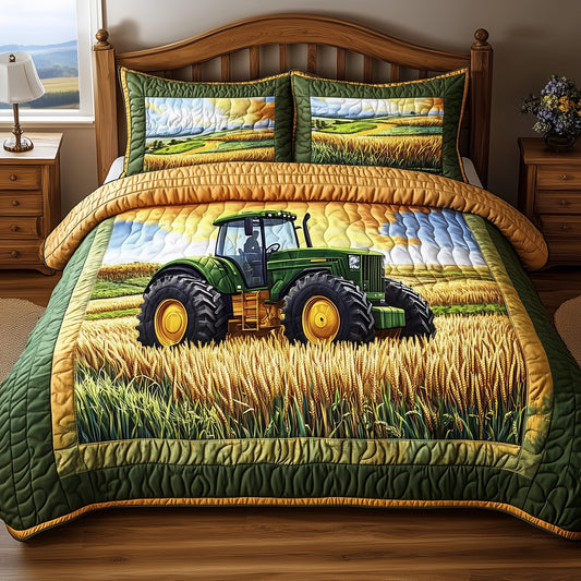 Amber Fields Tractor 3-Piece Quilted Bedding Set GFTONL2848