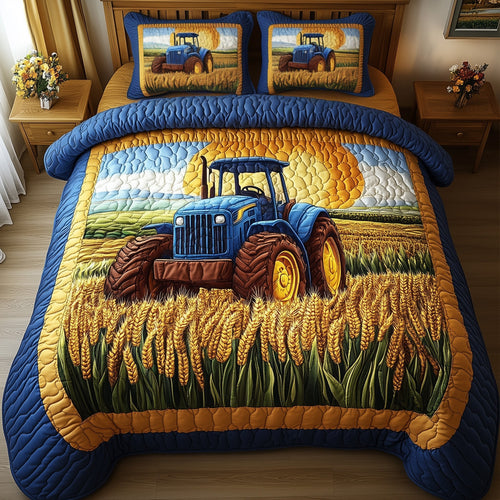 Amber Fields Tractor 3-Piece Quilted Bedding Set GFTONL2849
