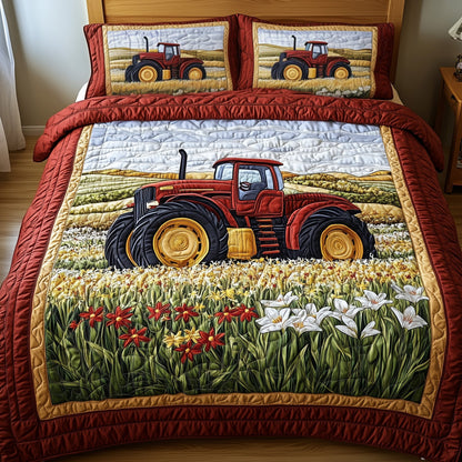Red Tractor 3-Piece Quilted Bedding Set GFTONL2853