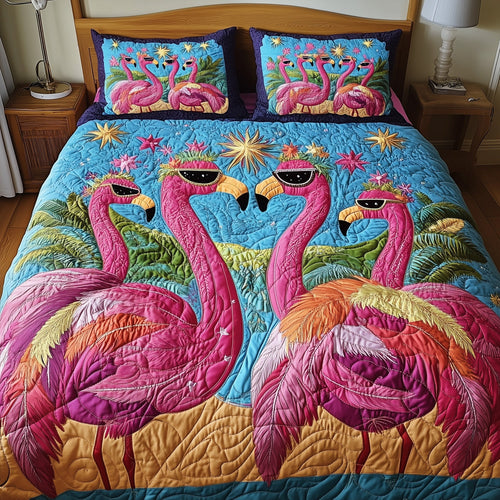 Whimsical Flamingo 3-Piece Quilted Bedding Set GFTONL2872