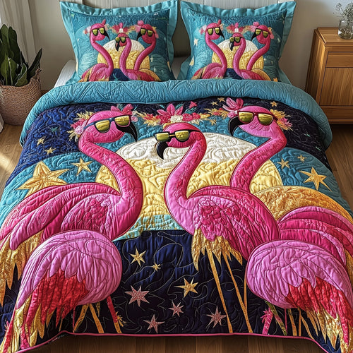 Whimsical Flamingo 3-Piece Quilted Bedding Set GFTONL2873