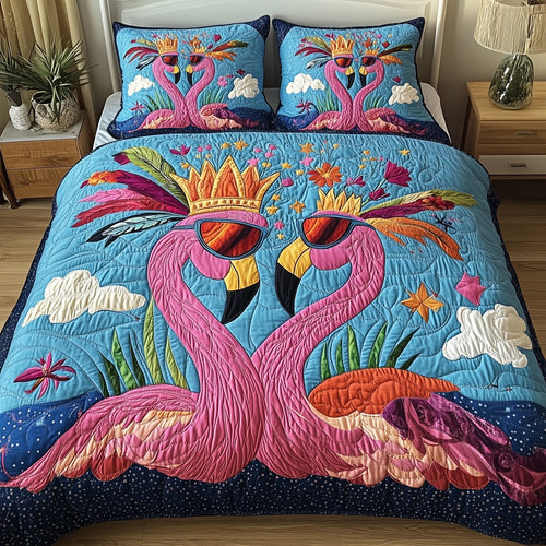 Whimsical Flamingo 3-Piece Quilted Bedding Set GFTONL2874