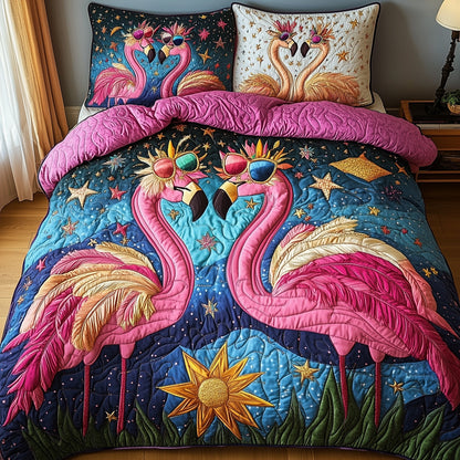 Whimsical Flamingo 3-Piece Quilted Bedding Set GFTONL2875
