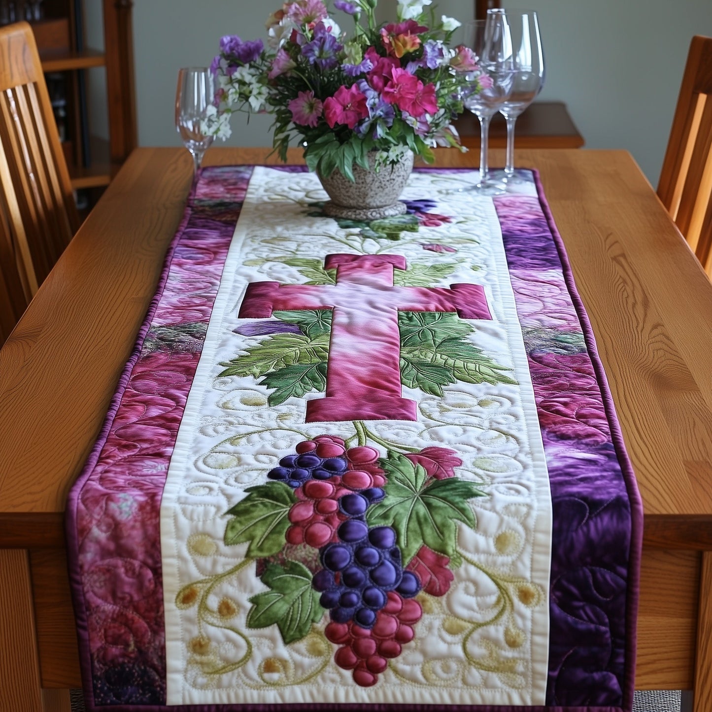 Grapes of Grace Quilted Table Runner GFTONL2918