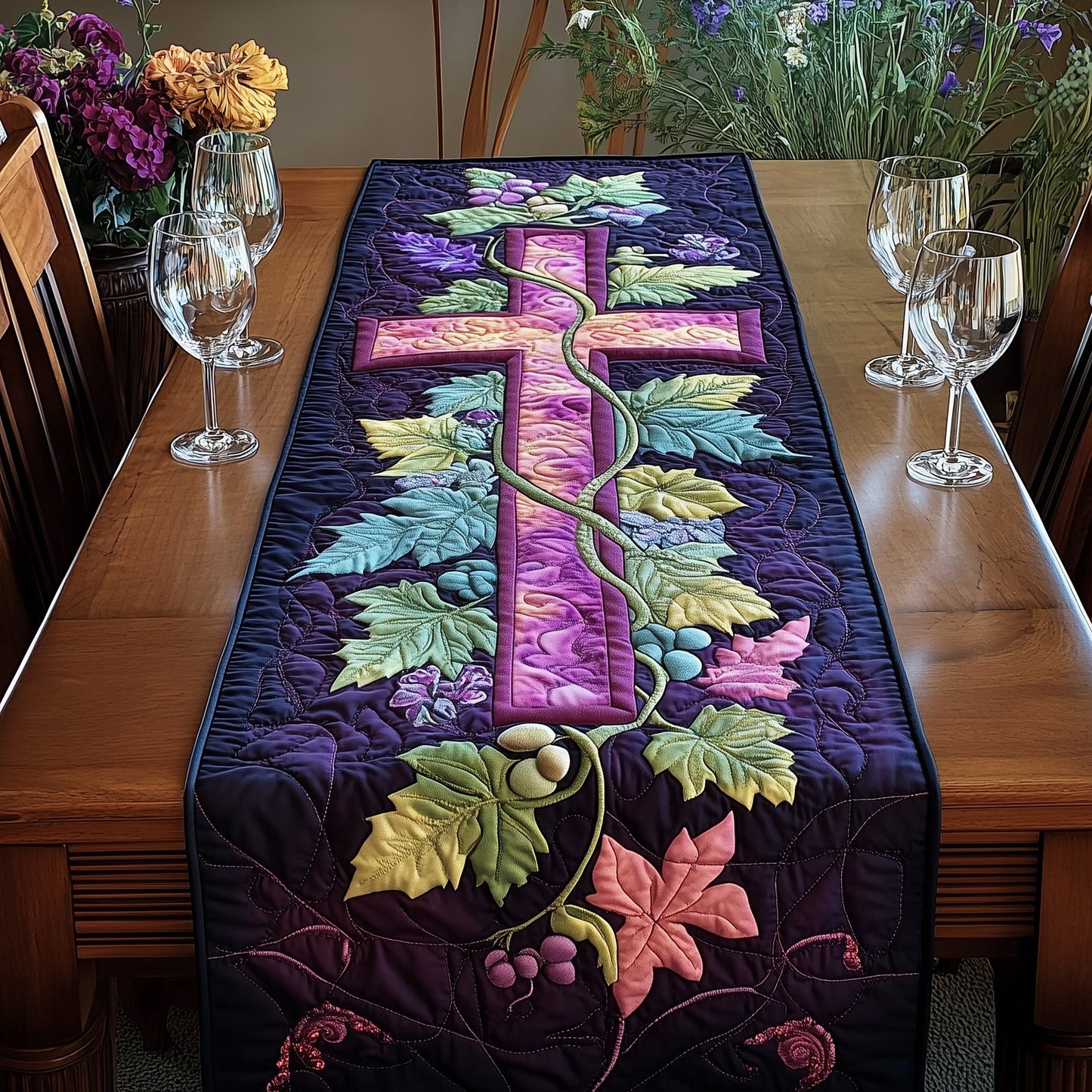Grapes of Grace Quilted Table Runner GFTONL2922