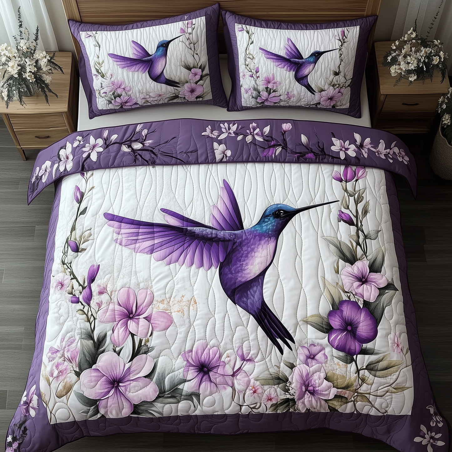 Hummingbird 3-Piece Quilted Bedding Set GFTONL294