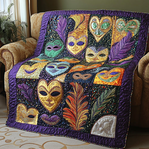 Mardi Gras Masquerade Quilted Blanket GFTONL2999