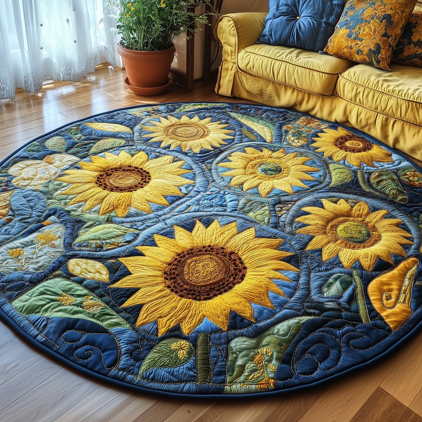 Sunflower Charm Quilted Round Mat GFTONL3078