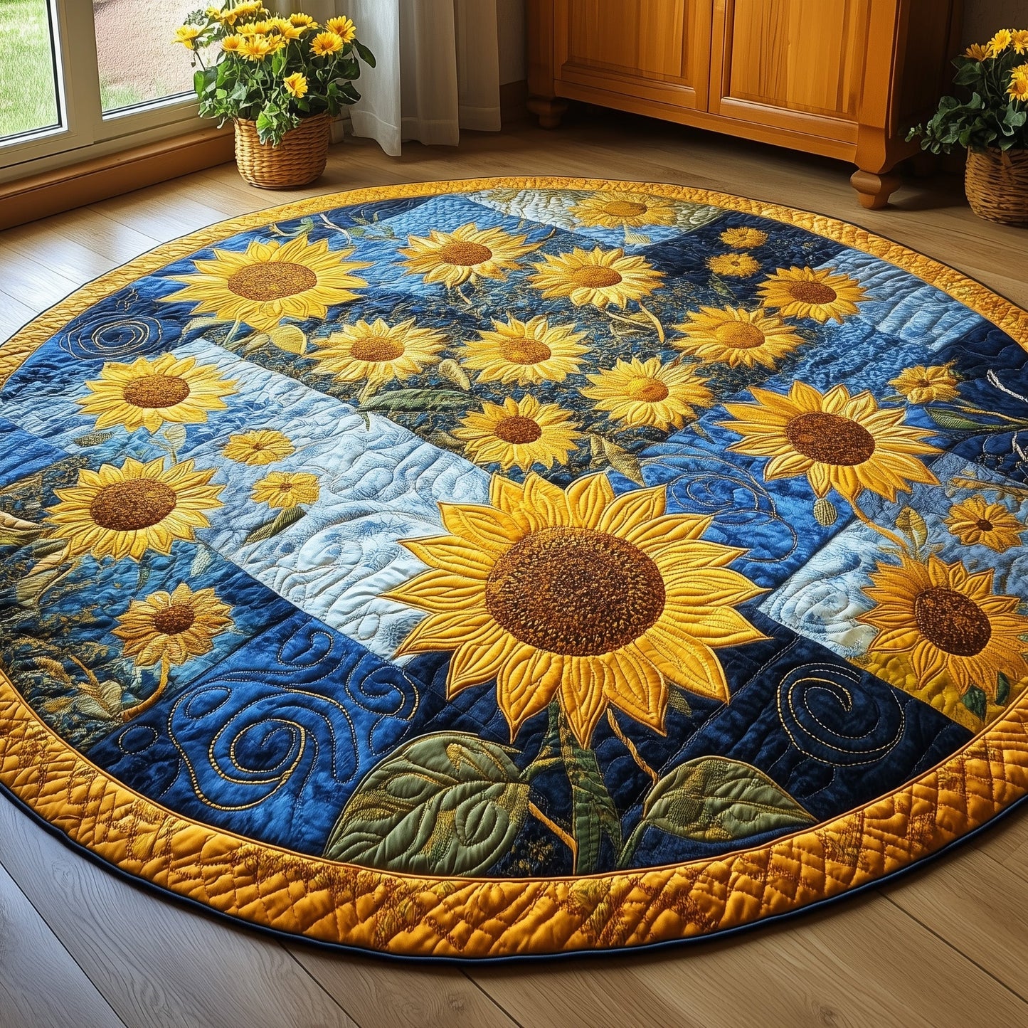 Sunflower Charm Quilted Round Mat GFTONL3079