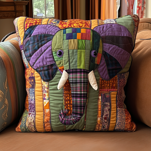Elephant Patchwork Quilted Pillow Case GFTONL311