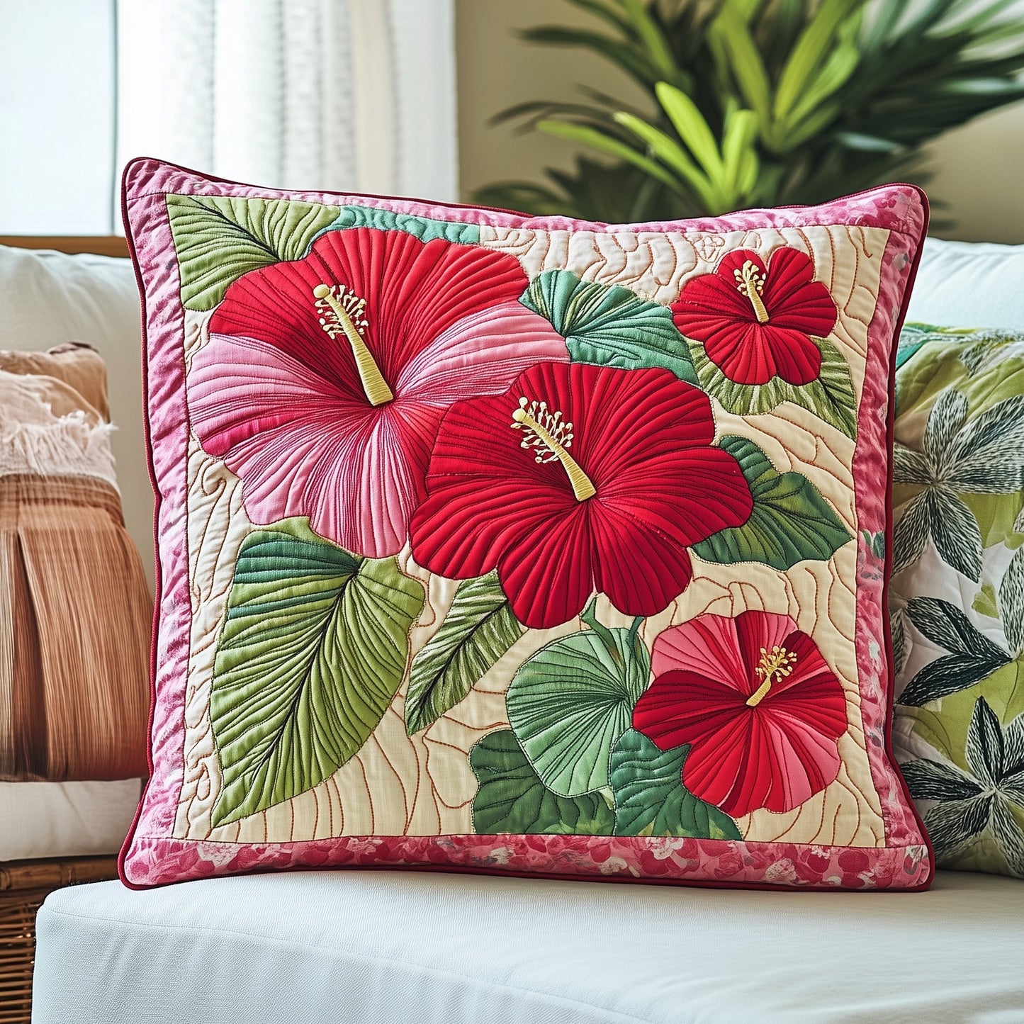 Hibiscus Charm Quilted Pillow Case GFTONL3121