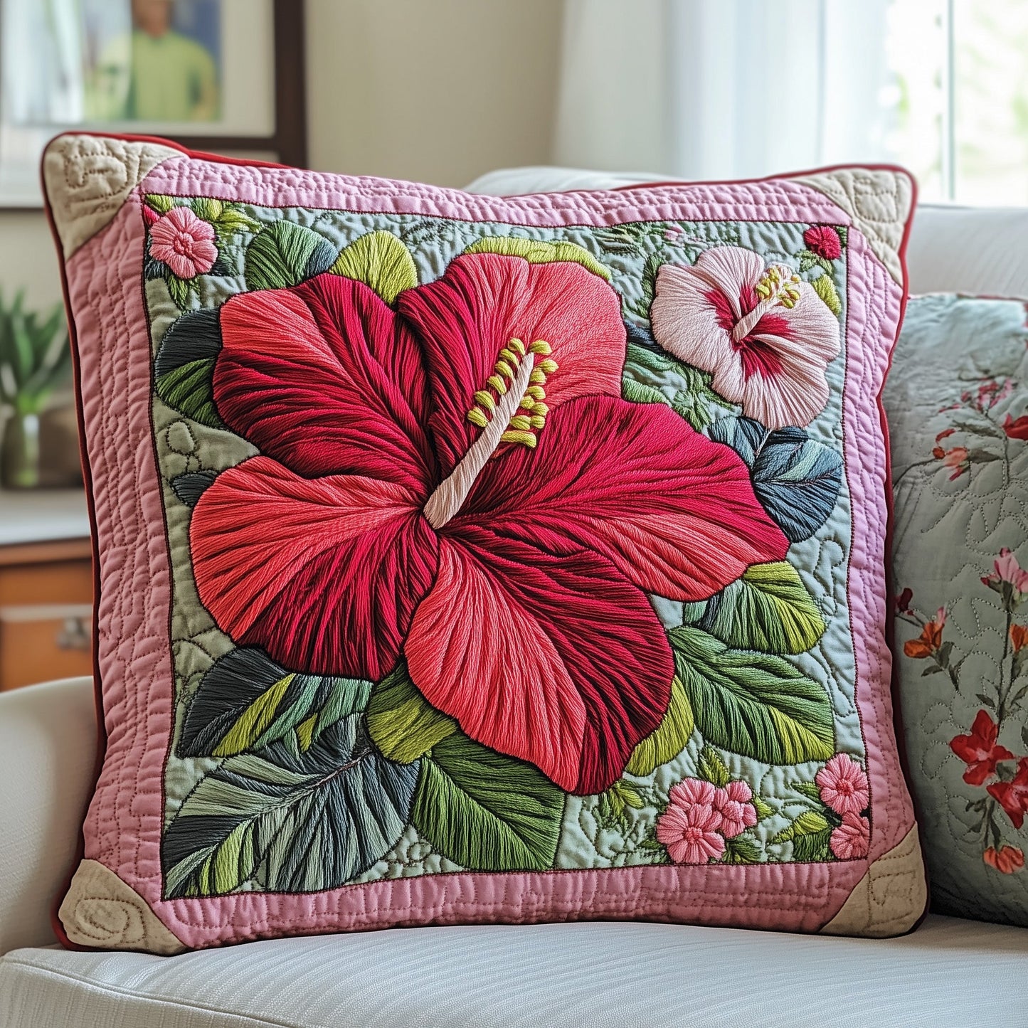 Hibiscus Charm Quilted Pillow Case GFTONL3122