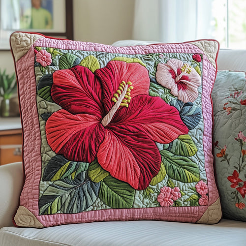 Hibiscus Charm Quilted Pillow Case GFTONL3122