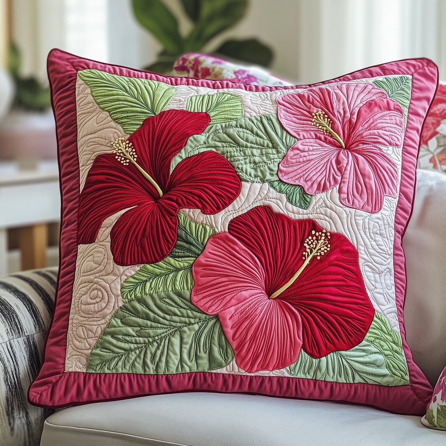 Hibiscus Charm Quilted Pillow Case GFTONL3123