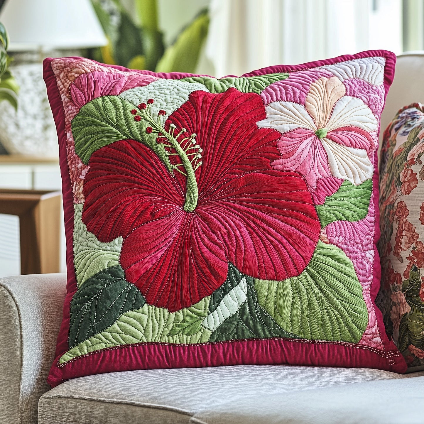 Hibiscus Charm Quilted Pillow Case GFTONL3124