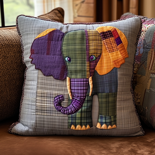 Elephant Patchwork Quilted Pillow Case GFTONL312