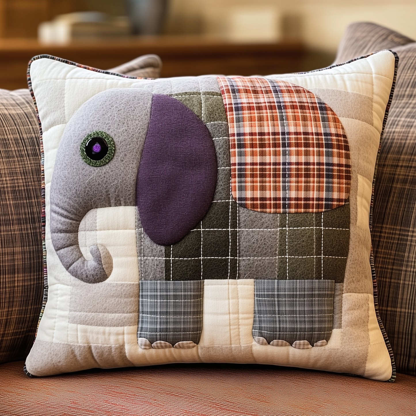 Elephant Patchwork Quilted Pillow Case GFTONL315