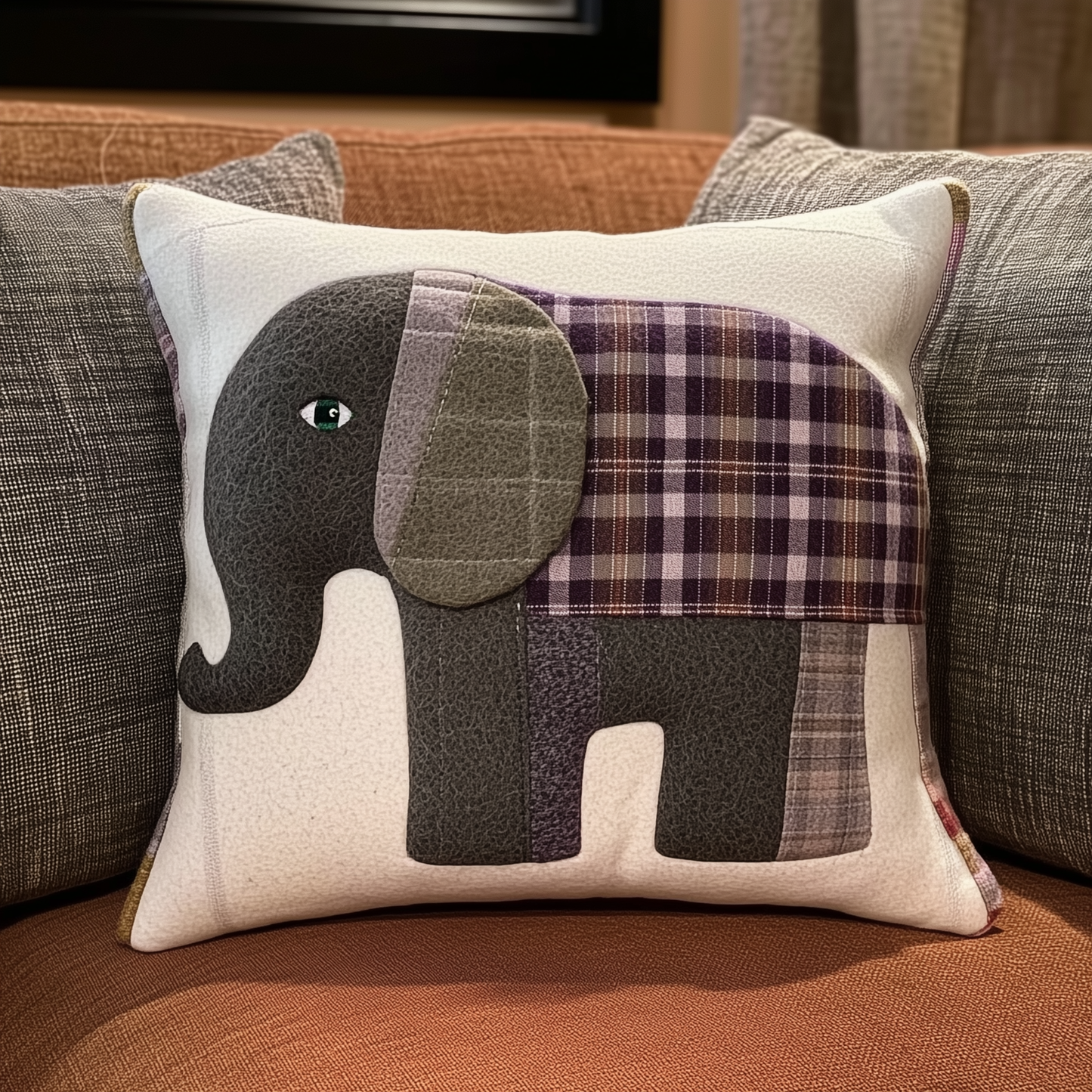 Elephant Patchwork Quilted Pillow Case GFTONL316