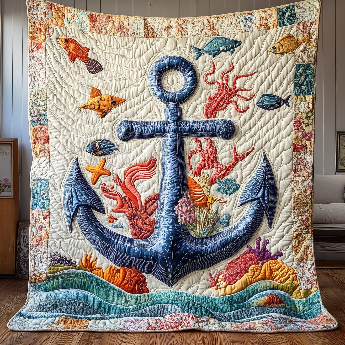 Marine Anchor  Quilted Blanket GFTONL3203