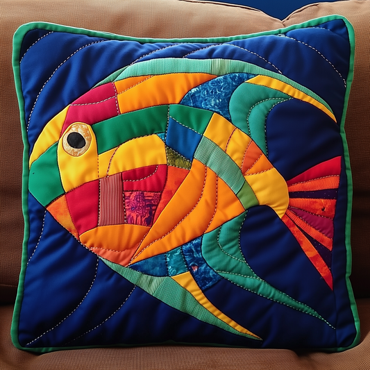 Colorful Fishes Patchwork Quilted Pillow Case GFTONL321