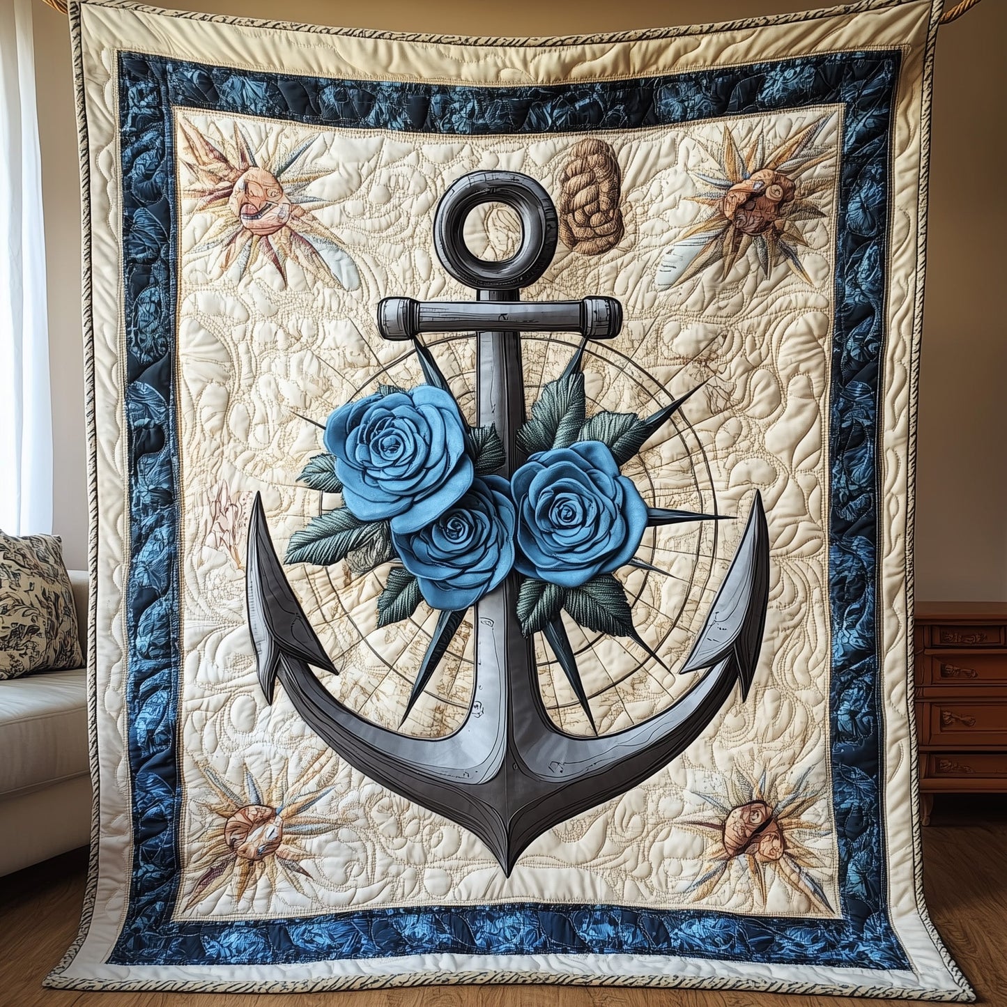 Blue Anchor Quilted Blanket GFTONL3232