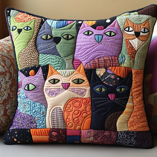 Mystic Odd Cats Quilted Pillow Case GFTONL326