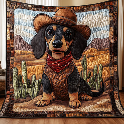 Cowboy Dachshund Quilted Blanket GFTONL3277