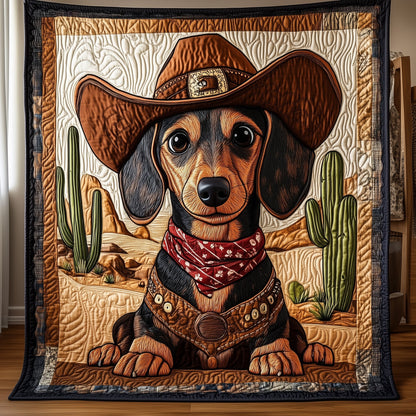 Cowboy Dachshund Quilted Blanket GFTONL3279