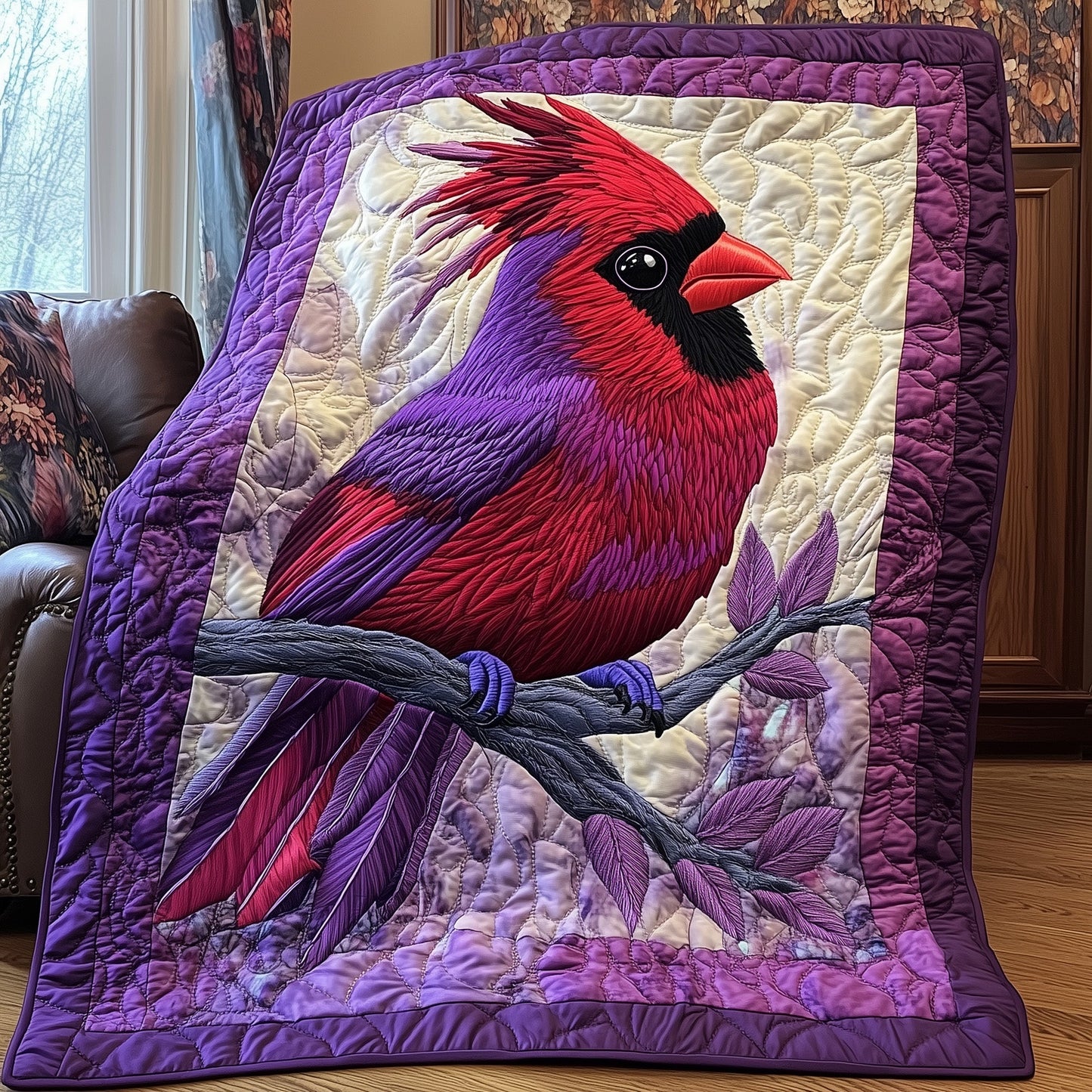 Purple Cardinal  Quilted Blanket GFTONL3292