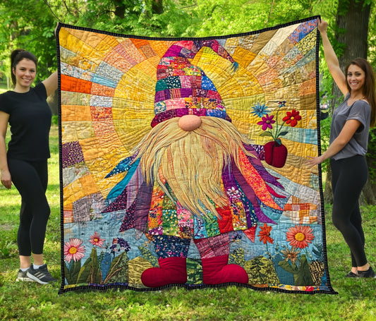 Cheerful Gnome Quilted Blanket GFTONL3325