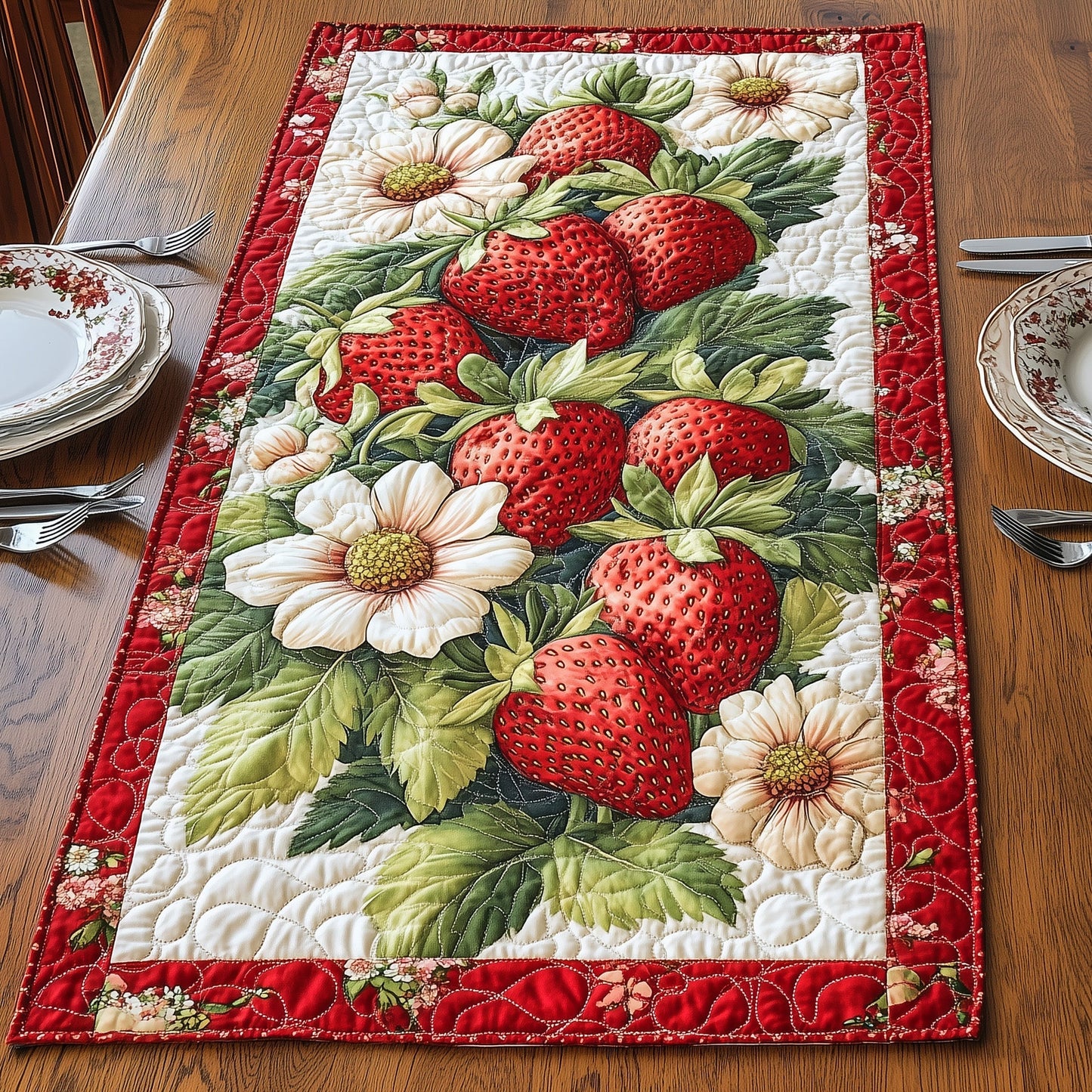 Strawberry Treat Quilted Table Runner GFTONL3367
