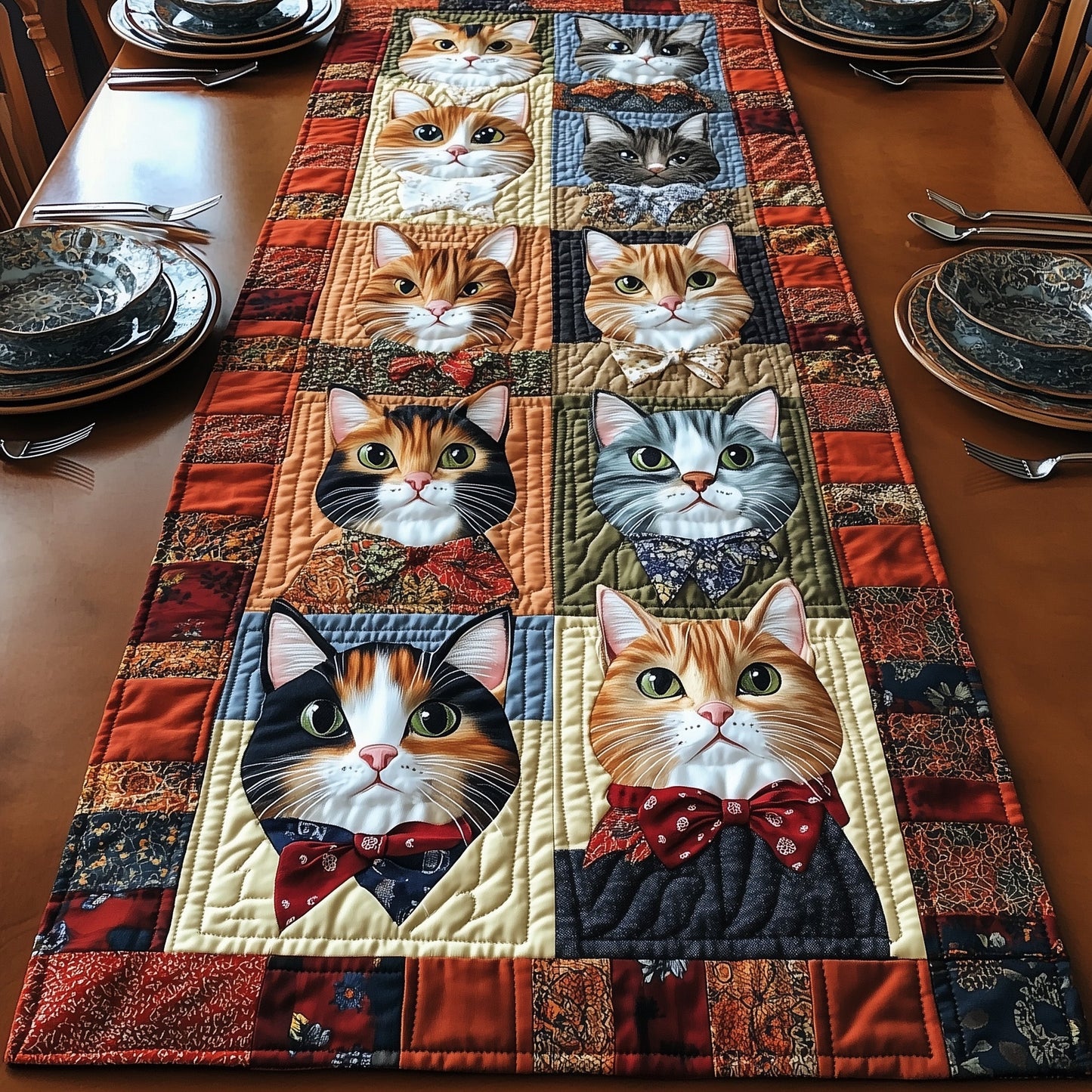 Vintage Cat Quilted Table Runner GFTONL3371