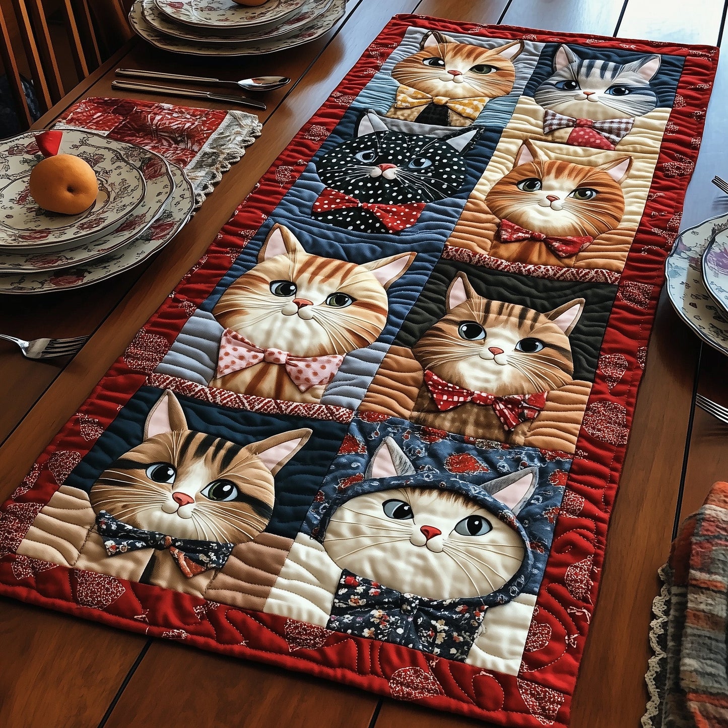 Vintage Cat Quilted Table Runner GFTONL3374