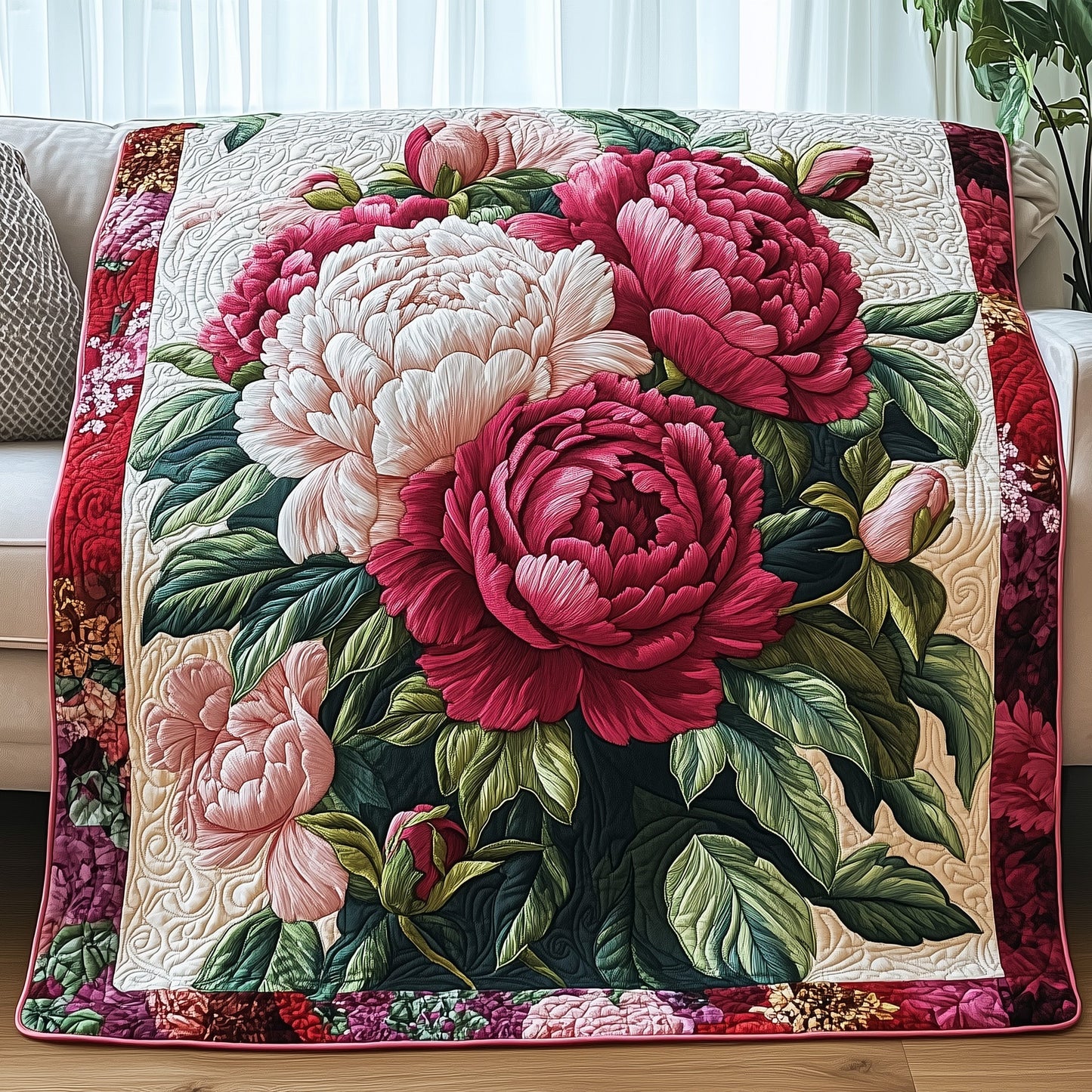 Vintage Floral Bouquet Quilted Blanket GFTONL3387