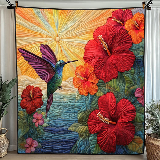 Hummingbird Hibicus Quilted Blanket GFTONL3523
