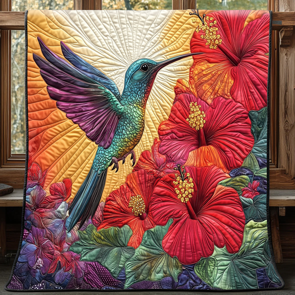 Hummingbird Hibicus Quilted Blanket GFTONL3526