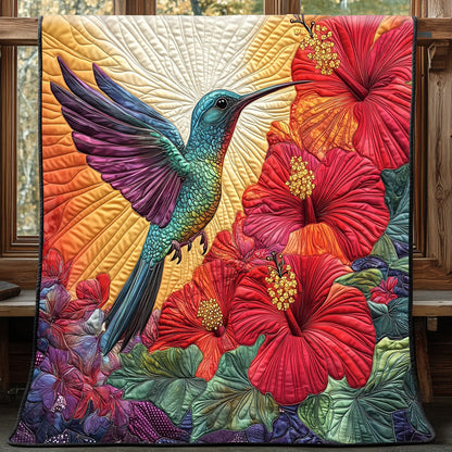 Hummingbird Hibicus Quilted Blanket GFTONL3526