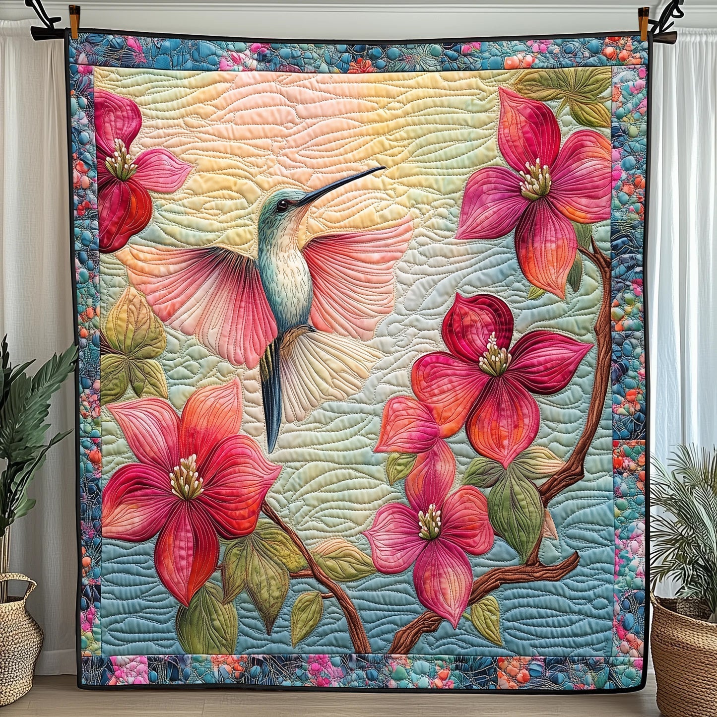 Spring Hummingbird Quilted Blanket GFTONL3527